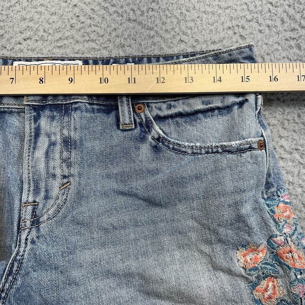 Lucky Brand Shorts Cut Off Womens 6 Blue Denim Embroidered Floral 2 Inseam - Picture 6 of 8